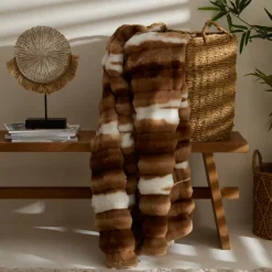 Sale Rabbit Sherpa Blanket, 130x150cm, Single, Brown Throws & Blankets