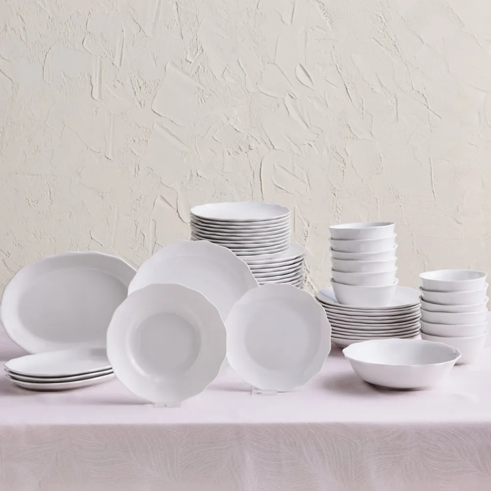 Clearance Rafaela 53-Piece Porcelain Dinner Set for 12 People, White See All Dinner Sets|Porcelain Dinner Sets