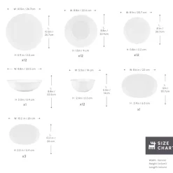 Clearance Rafaela 53-Piece Porcelain Dinner Set for 12 People, White See All Dinner Sets|Porcelain Dinner Sets