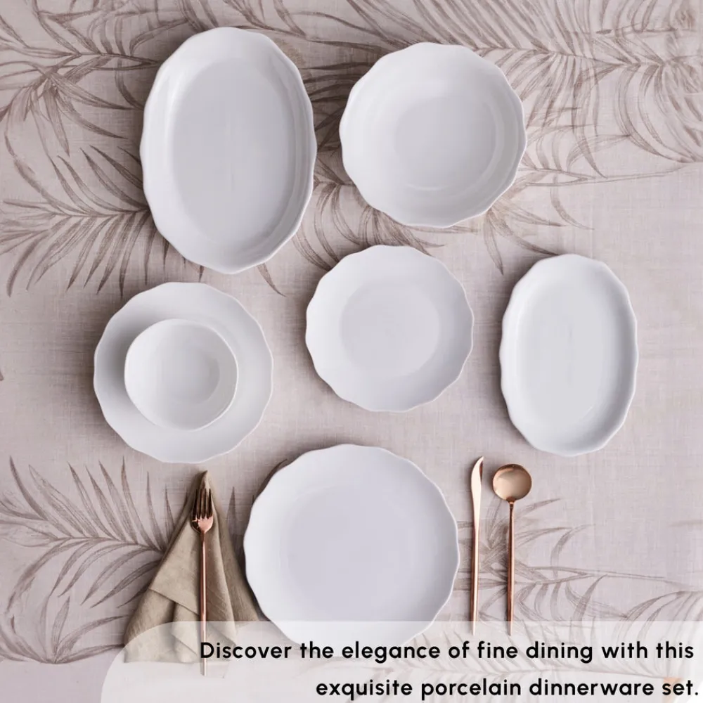 Clearance Rafaela 53-Piece Porcelain Dinner Set for 12 People, White See All Dinner Sets|Porcelain Dinner Sets