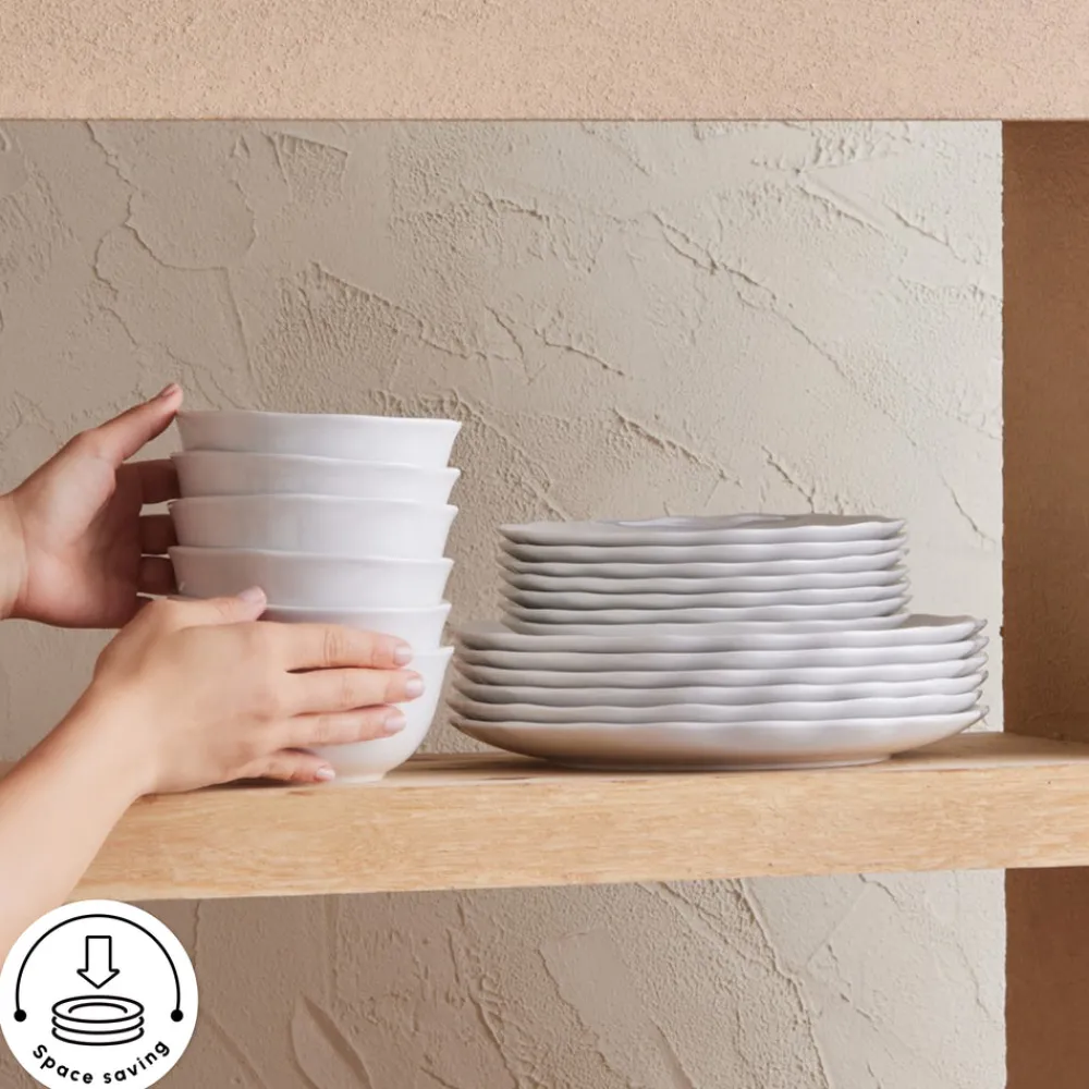 Clearance Rafaela 53-Piece Porcelain Dinner Set for 12 People, White See All Dinner Sets|Porcelain Dinner Sets