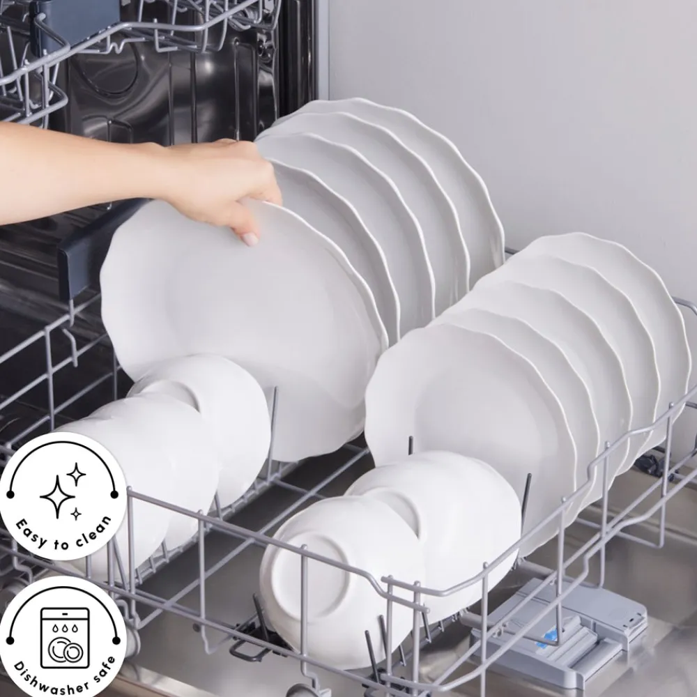 Clearance Rafaela 53-Piece Porcelain Dinner Set for 12 People, White See All Dinner Sets|Porcelain Dinner Sets