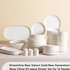 Sale Red Carpet Collection Stream Bone China New Saturn 59-Piece Dinner Set for 12 People, White See All Dinner Sets|Bone China Dinner Sets
