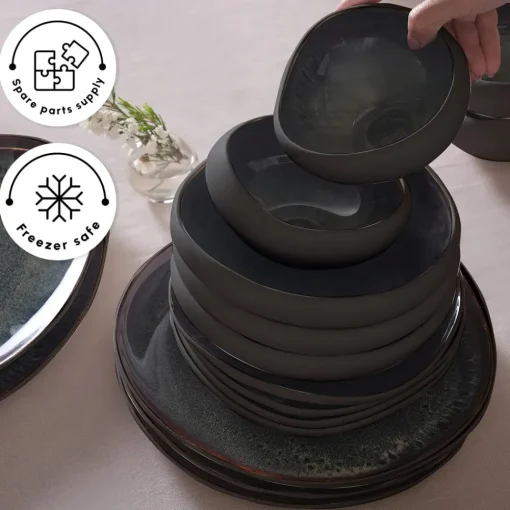 Online Red Carpet Collection Earth Collection New Galactic Reactive Glaze 59-Piece Dinner Set for 12 People, Black See All Dinner Sets|Reactive Glaze Dinner Sets
