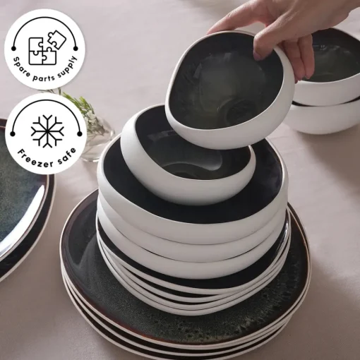 Sale Red Carpet Collection Earth Collection New Galactic Reactive Glaze 59-Piece Dinner Set for 12 People, White See All Dinner Sets|Reactive Glaze Dinner Sets