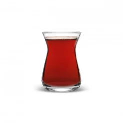 Outlet İrem 6-Piece Glass Turkish Tea Set for 6 People, 132ml, Transparent Turkish Tea Sets