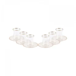 New Retro 12 Piece Glass Turkish Tea Set for 6 People, 132ml, Turkish Tea Sets