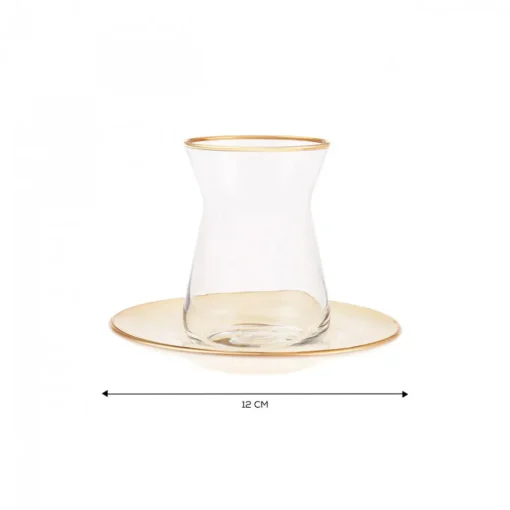 New Retro 12 Piece Glass Turkish Tea Set for 6 People, 132ml, Turkish Tea Sets