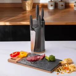 Clearance Retro 5 Piece Knife Block Set, Anthracite Knife Sets