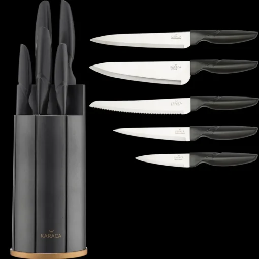 Clearance Retro 5 Piece Knife Block Set, Anthracite Knife Sets