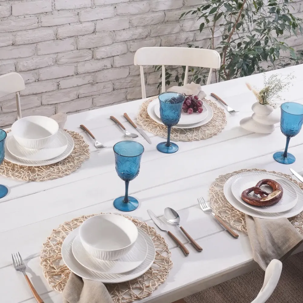 Outlet Ripple 12-Piece Porcelain Dinner Set for 4 People, White See All Dinner Sets|Porcelain Dinner Sets