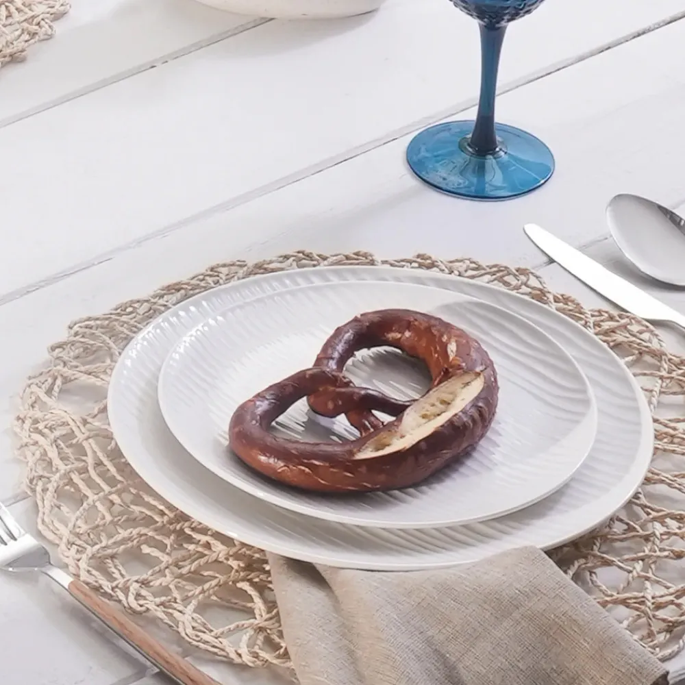 Outlet Ripple 12-Piece Porcelain Dinner Set for 4 People, White See All Dinner Sets|Porcelain Dinner Sets