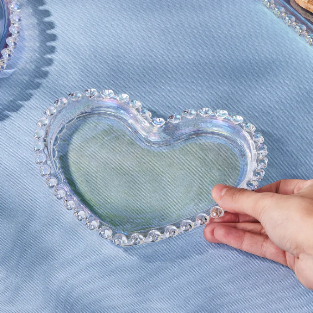 Clearance Rory Heart Glass Side Plate, 18cm, Transparent Side Plates