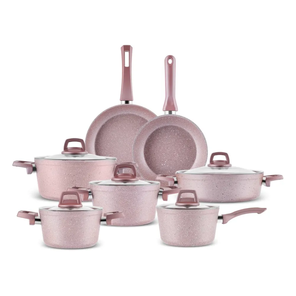 Rosegold Biogranite 12-Piece Induction Cookware Set, Biogranite Cookware Sets