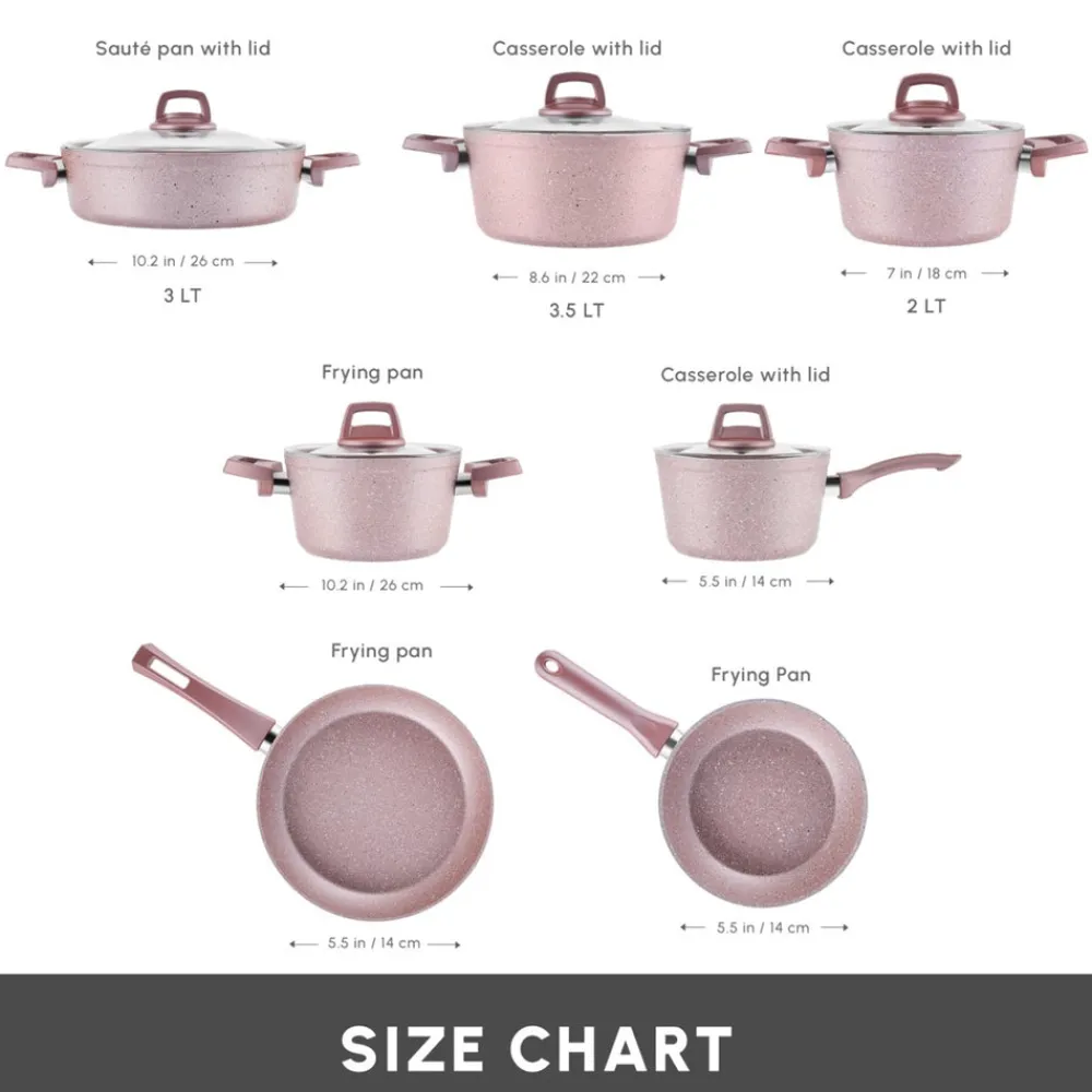 Rosegold Biogranite 12-Piece Induction Cookware Set, Biogranite Cookware Sets