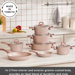 Rosegold Biogranite 12-Piece Induction Cookware Set, Biogranite Cookware Sets