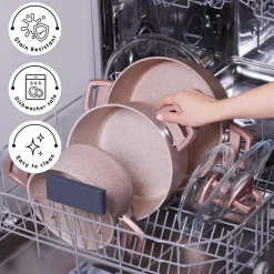 Rosegold Biogranite 12-Piece Induction Cookware Set, Biogranite Cookware Sets