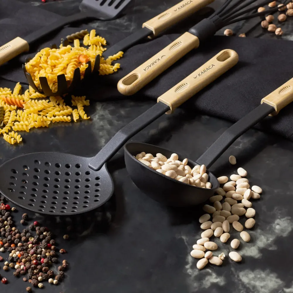 Discount Rossa 6 Piece Kitchen Utensil Set, Cream Black Kitchen Utensils