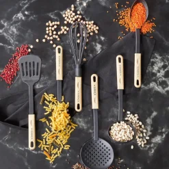 Discount Rossa 6 Piece Kitchen Utensil Set, Cream Black Kitchen Utensils