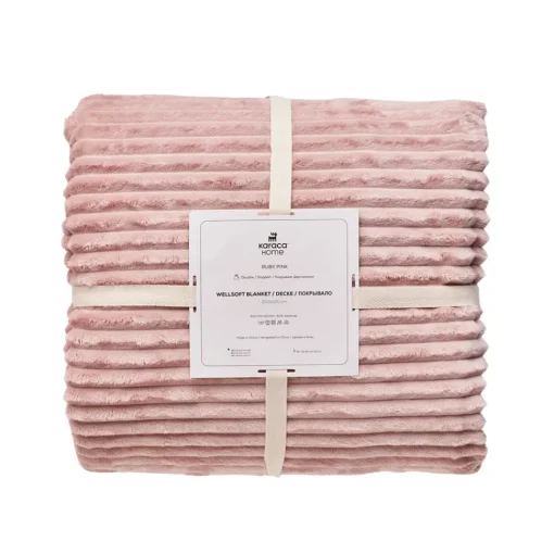 Ruby Stripe Wellsoft Blanket, Double, Pink Throws & Blankets