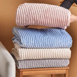 Sale Ruby Stripe Wellsoft Blanket, Double, Throws & Blankets