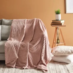 Online Ruby Stripe Wellsoft TV Blanket, 130x150cm, Pink Throws & Blankets