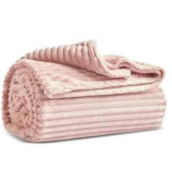 Online Ruby Stripe Wellsoft TV Blanket, 130x150cm, Pink Throws & Blankets