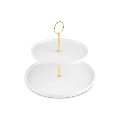 Best Salvare Bone China 2-Tier Cake Stand, White Serving Platters