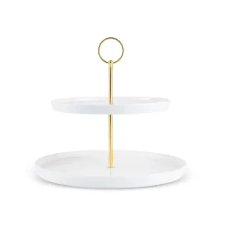 Best Salvare Bone China 2-Tier Cake Stand, White Serving Platters
