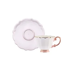 Clearance Samo 4-Piece Bone China Acrylic Plated Espresso Turkish Coffee Cup Set for 2 People, 90ml, Pink Multi Espresso & Turkish Coffee Cup Sets
