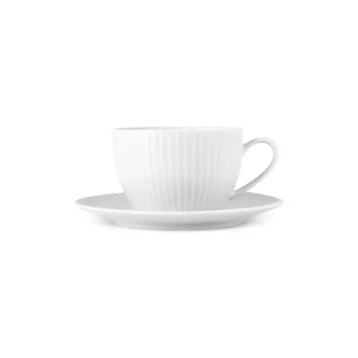 New Seashell 12-Piece Porcelain Tea Cup and Saucer Set for 6 People, 200ml, Light Grey Tea Set
