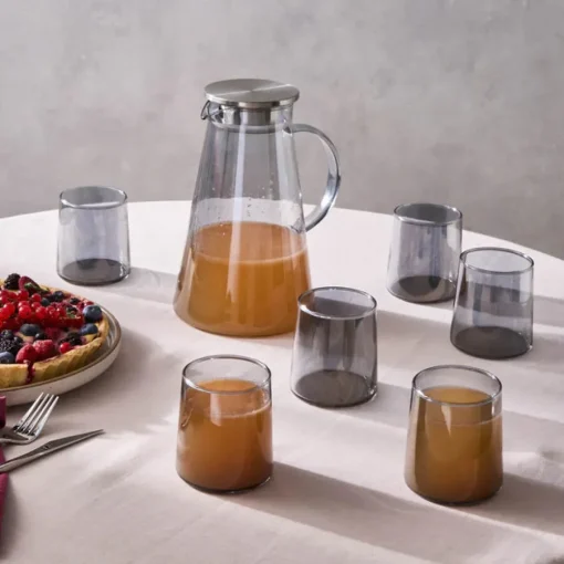 New Serene 7-Piece Tumbler Glass Set, Anthracite Tumbler Glasses