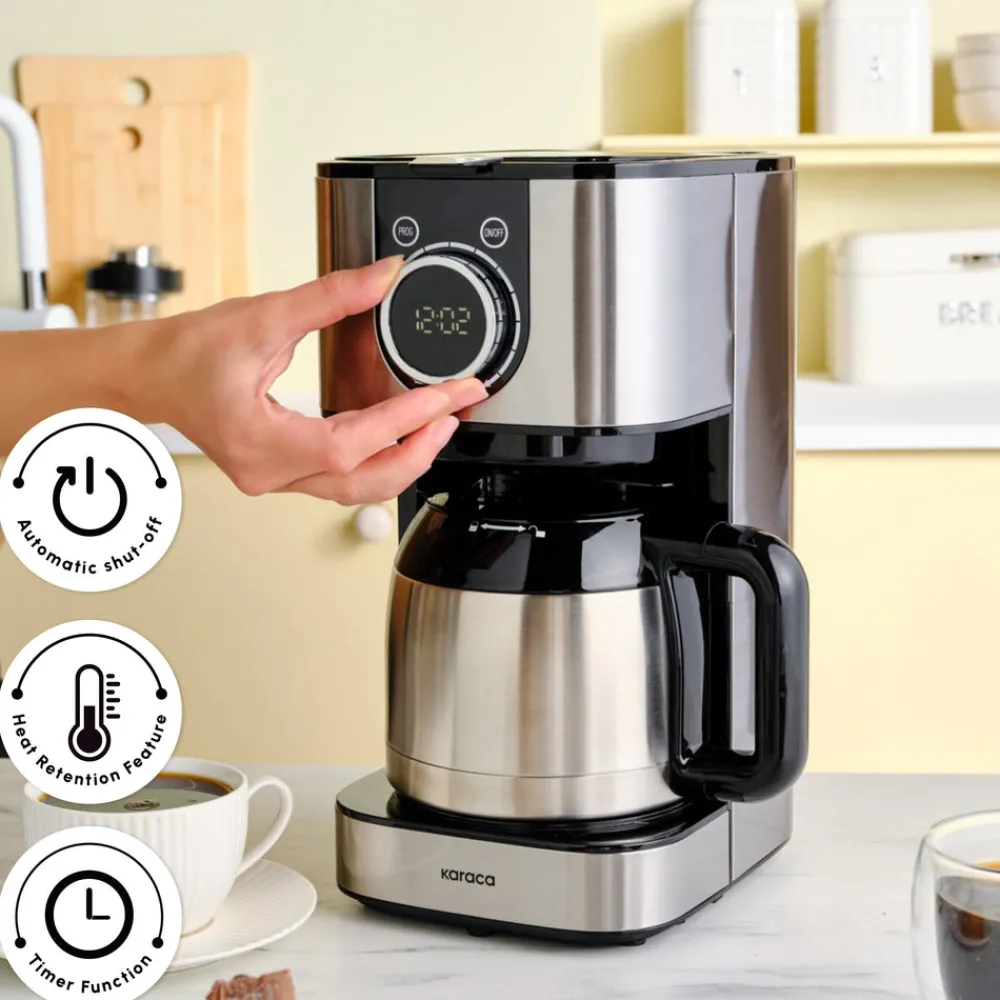 New Series 2303 Steel Filter Coffee Machine, 1.2L, 800W, Filter Coffee Machines|Coffee Machines