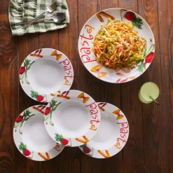 Sale Sicilia 5-Piece Porcelain Pasta Set for 4 People, White Multi Serving Platters