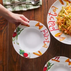 Sale Sicilia 5-Piece Porcelain Pasta Set for 4 People, White Multi Serving Platters