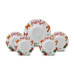 Sale Sicilia 5-Piece Porcelain Pasta Set for 4 People, White Multi Serving Platters