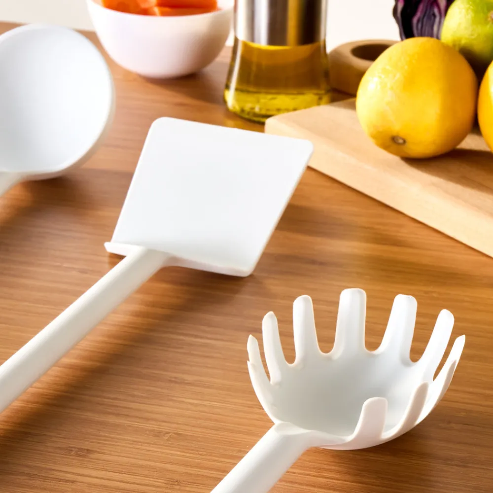 Simple 5-Piece Utensil Set, White Kitchen Utensils