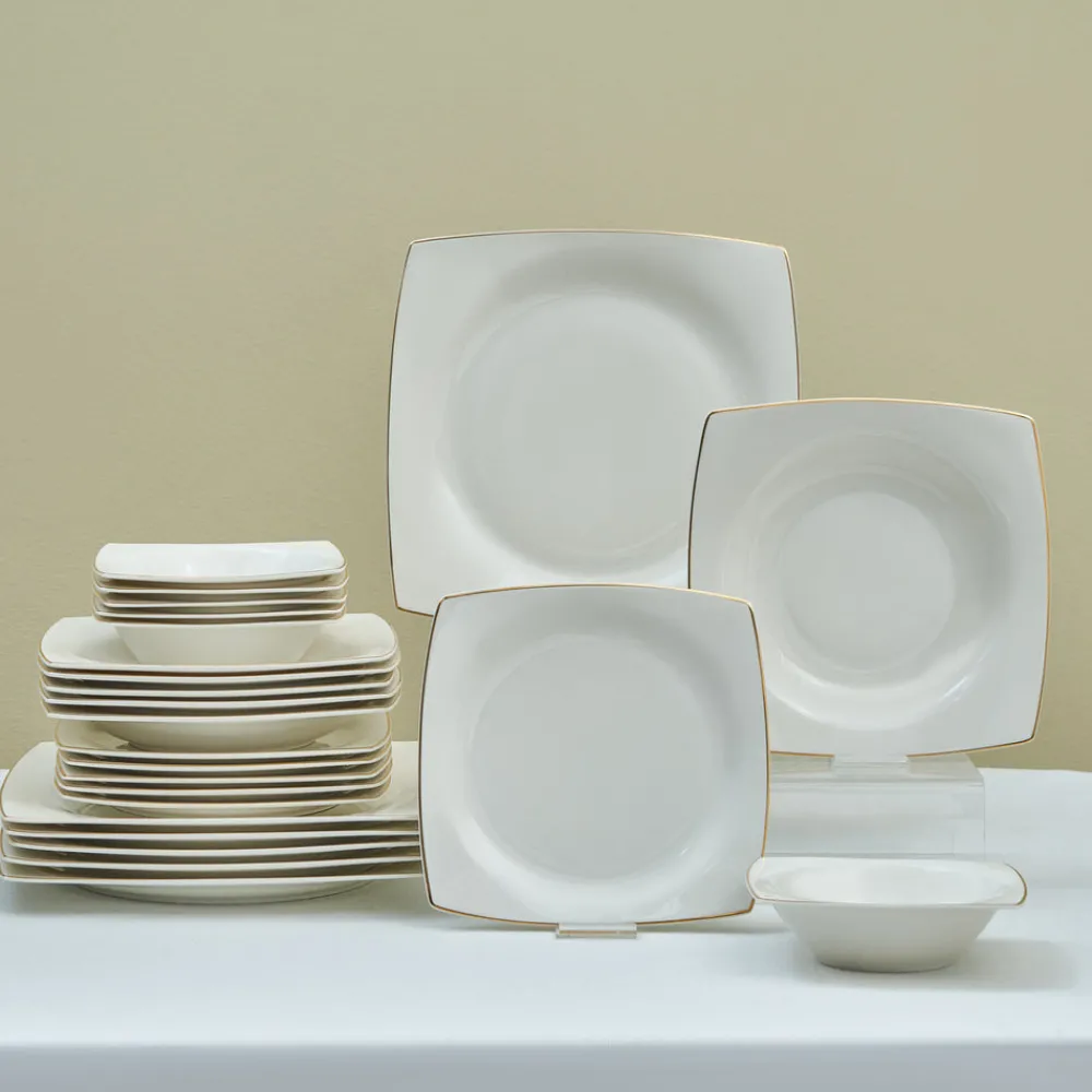 Sale Square Bone China Mensa 24-Piece Dinner Set for 6 People, See All Dinner Sets|Bone China Dinner Sets