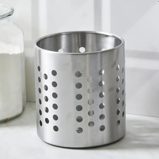 New Stainless Steel Utensil Holder, 12cmx13cm Silver Kitchen Utensils
