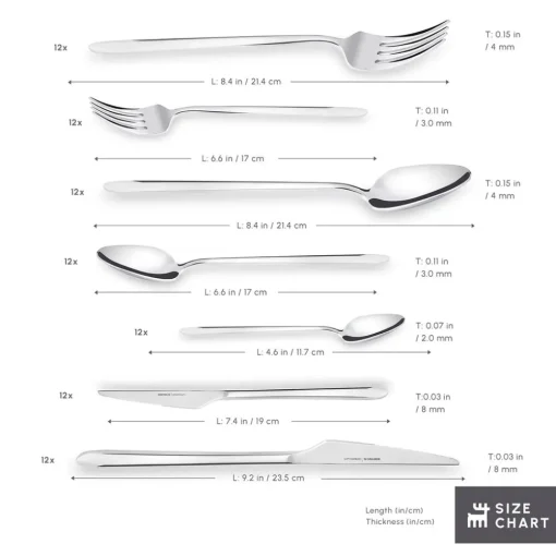 Hot Stark 84-Piece 316+ Stainless Steel Cutlery Set for 12 People, Silver Cutlery Sets