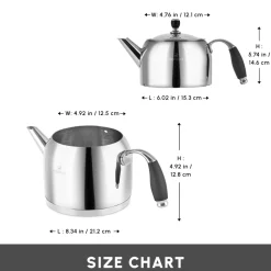 Outlet Stella Stainless Steel Teapot Set, XL, Silver Turkish Teapots