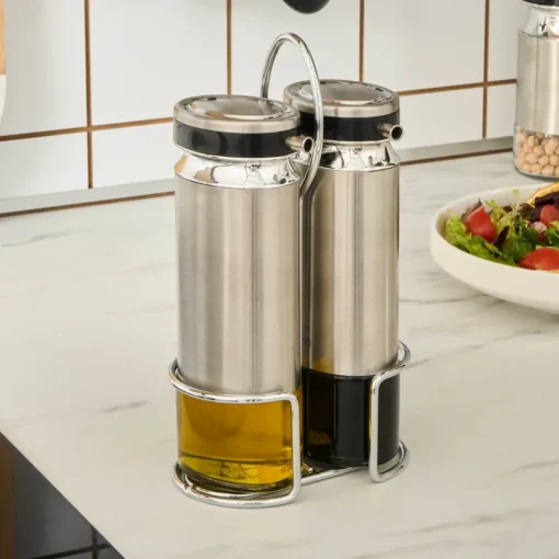 Outlet Stellum 3 Piece Glass Oil and Vinegar Bottle Set, Oil & Vinegar Bottles