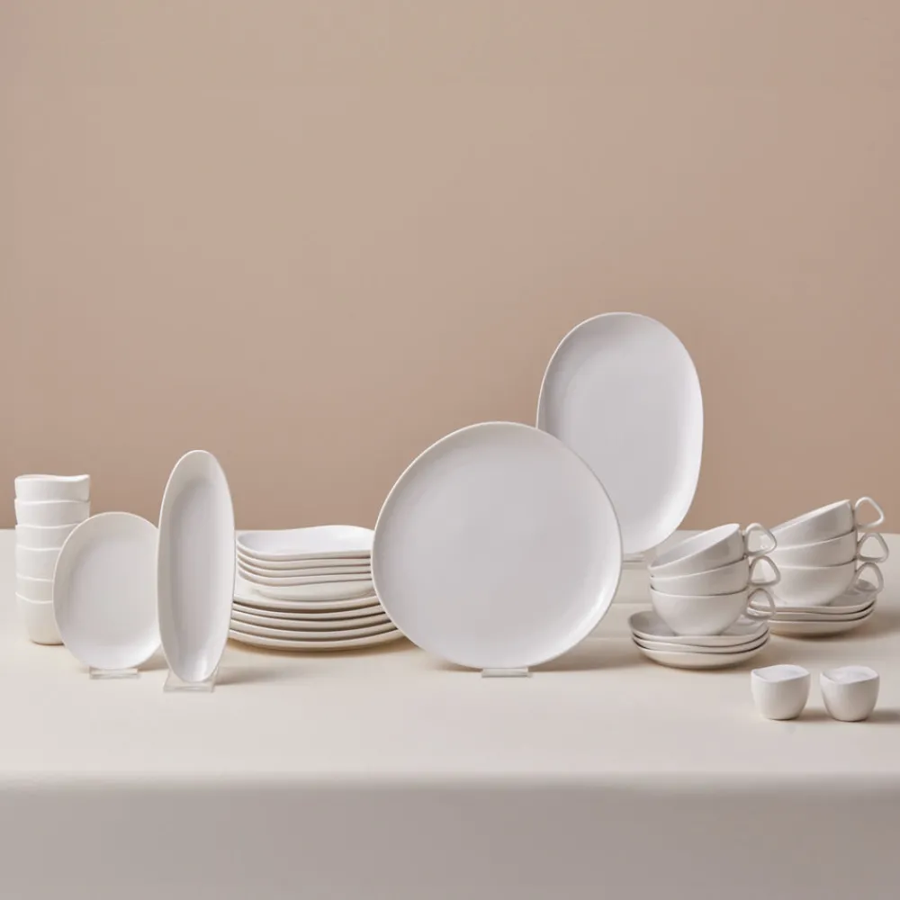 Online Stream Bone China Middle 34-Piece Serveware Set for 6 People, White See All Serveware Sets|Forever Bone China Serveware Sets