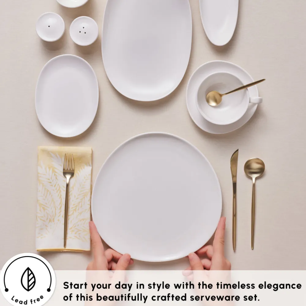 Online Stream Bone China Middle 34-Piece Serveware Set for 6 People, White See All Serveware Sets|Forever Bone China Serveware Sets