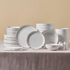 Discount Stream Bone China Favaro 53-Piece Dinner Set for 12 People, Platin See All Dinner Sets|Bone China Dinner Sets