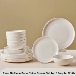 Online Stream Bone China Remi 18-Piece Bone China Dinner Set for 6 People, White See All Dinner Sets|Bone China Dinner Sets