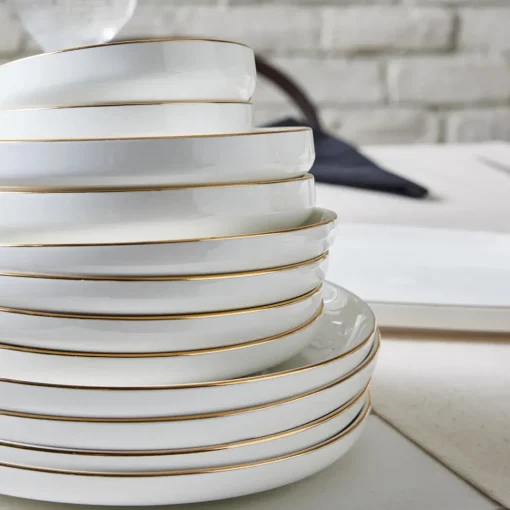 New Stream Bone China Saturn 19-Piece Bone China Dinner Set for 4 People, White Gold See All Dinner Sets|Bone China Dinner Sets