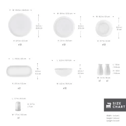 Discount Stream Bone China Favaro 53-Piece Dinner Set for 12 People, White See All Dinner Sets|Bone China Dinner Sets