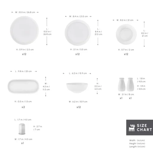 Discount Stream Bone China Favaro 53-Piece Dinner Set for 12 People, White See All Dinner Sets|Bone China Dinner Sets
