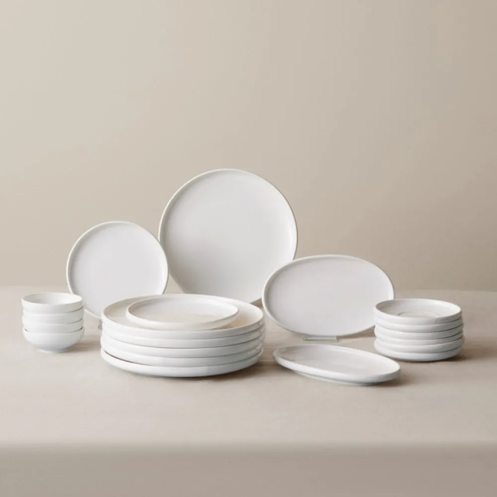 Outlet Stream Pure Cordelia 20-Piece Porcelain Serveware Set for 6 People, White See All Serveware Sets|Porcelain Serveware Sets
